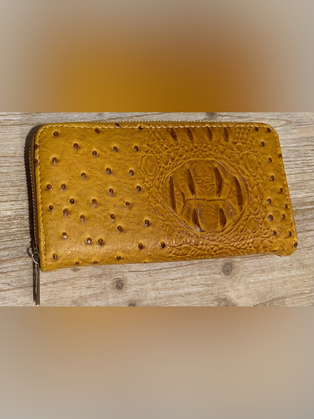 Bundle of 2-Faux Leather Zip around wallet and Wristlet Pouch - Picture 2 of 13